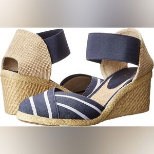 Lauren Ralph Lauren Charla Espadrillas Women Wedge Resortwear Navy Stripe Sandal